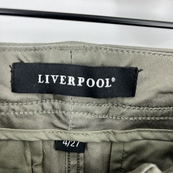 Liverpool Pants Size 4/27 Womens Shadow Green Stretch Chino Twill Khaki Crop - Picture 3 of 8